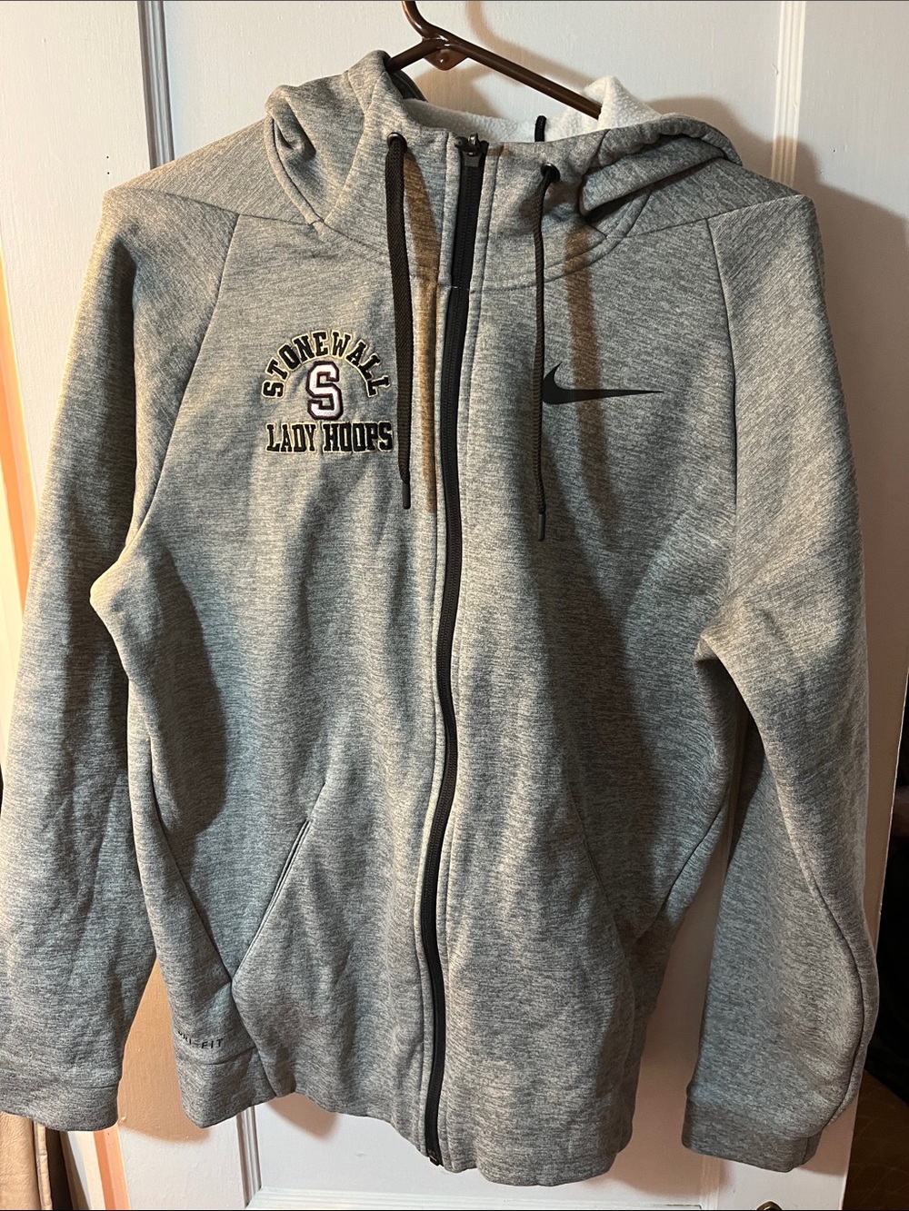 Nike Gray Hooded Full-Zip Sweatshirt with Stonewall Lady Hoops